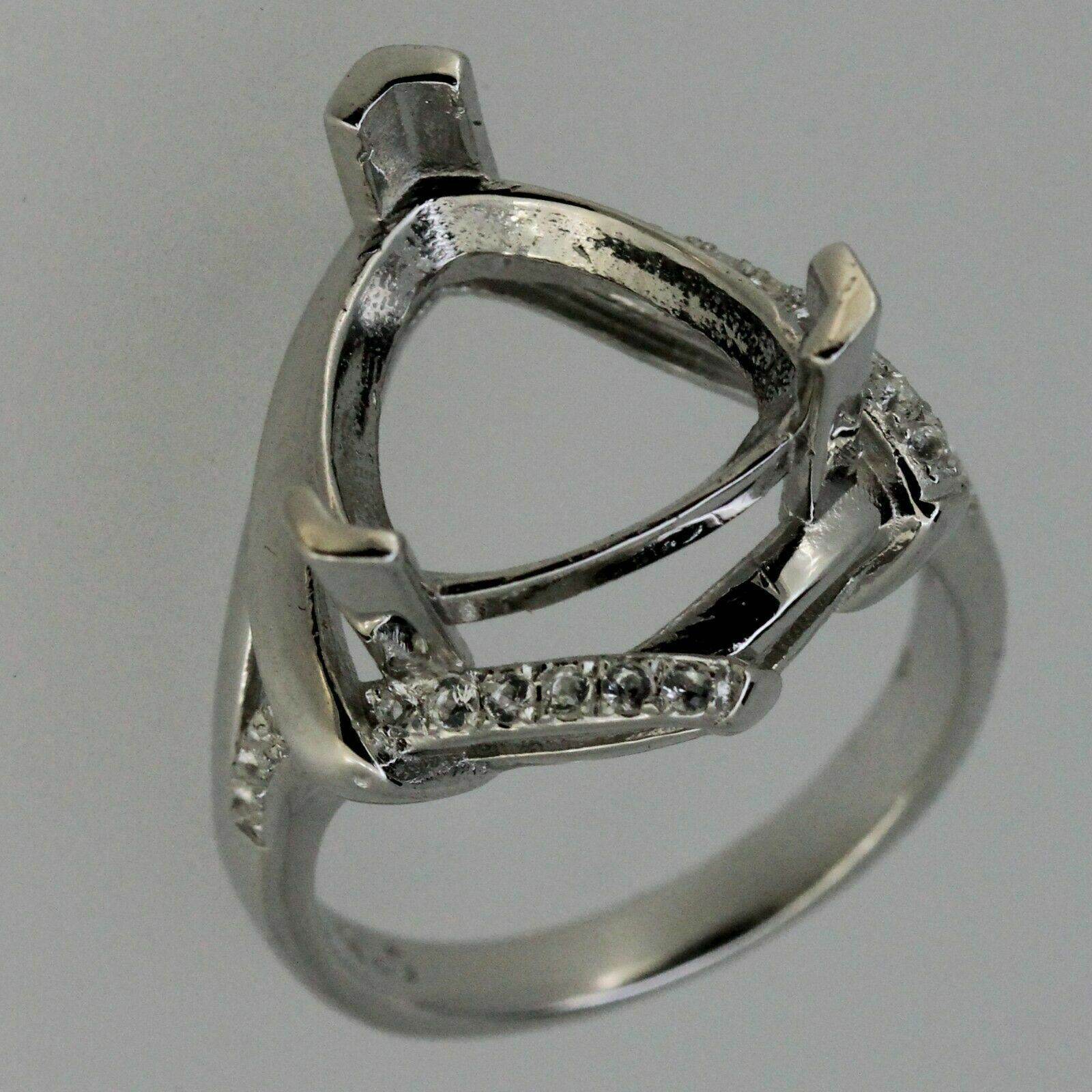 Sterling Silver Semi Mount Ring Setting Trillion Tri 13x13mm White Topaz - Syzjewelry