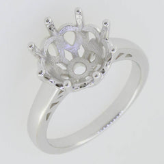 14K White Gold Semi Mount Ring Setting Round RD 11X11mm - Syzjewelry