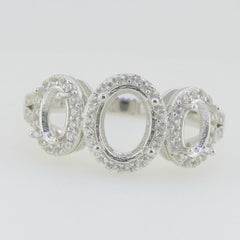 Jewelry Wax Semi Mount Ring Setting Oval OV 8X6mm 6x4mm 3 Stones H