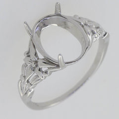 Sterling Silver Semi Mount Ring Setting Cabochon Oval OV 12x9mm White Topaz - Syzjewelry
