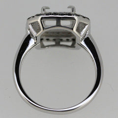 Sterling Silver Semi Mount Ring Setting OCT 10x8mm Black Spinel White - Syzjewelry