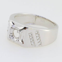 Men's Sterling Silver Semi Mount Ring Setting Round RD 5x5mm Ring - Syzjewelry