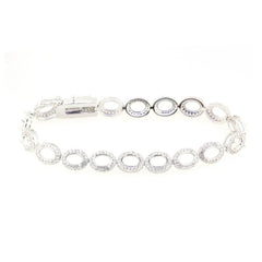 Sterling Silver Semi Mount Bracelet Setting Oval OV 7X5mm Halo Tennis - Syzjewelry
