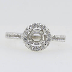 Sterling Silver Semi Mount Ring Setting Round RD 6x6mm White Topaz Halo - Syzjewelry
