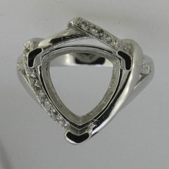 Sterling Silver Semi Mount Ring Setting Trillion Tri 13x13mm White Topaz - Syzjewelry