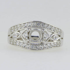 14K White Gold Semi Mount Ring Setting Round RD 5x5mm - Syzjewelry