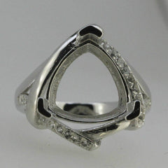 Sterling Silver Semi Mount Ring Setting Trillion Tri 13x13mm White Topaz - Syzjewelry
