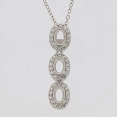 Sterling Silver Semi Mount Pendant Setting Oval OV 6X4mm 3 Stones Halo Topaz - Syzjewelry