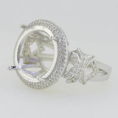 Sterling Silver Semi Mount Ring Setting Round RD 15X15mm White Topaz - Syzjewelry