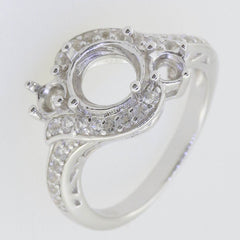 Sterling Silver Semi Mount Ring Setting Round RD 8x8 4x4mm 3 Stones By - Syzjewelry