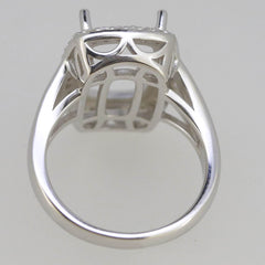 Sterling Silver Semi Mount Ring Setting Cushion CU 14X10mm White Topaz N0375 - Syzjewelry