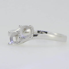 Sterling Silver Semi Mount Ring Setting Round RD 5x5mm Toi and Moi Bypass Ring - Syzjewelry