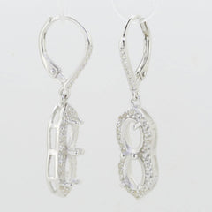 Sterling Silver Semi Mount Earrings Setting Oval OV 7x5mm Twin Stones - Syzjewelry