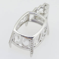 Sterling Silver Semi Mount Pendant Setting Cushion CU 20x15mm White Topaz - Syzjewelry