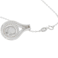 Sterling Silver Semi Mount Pendant Setting Cab Oval OV 10X8mm Topaz Halo - Syzjewelry