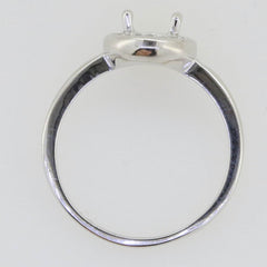 Sterling Silver Semi Mount Ring Setting Oval OV 8x6mm Halo White Topaz L264R - Syzjewelry