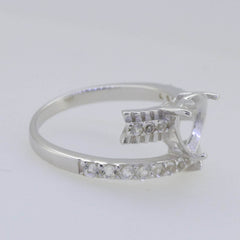 Sterling Silver Semi Mount Ring Setting Heart HT 8x8mm Heart and Arrow - Syzjewelry