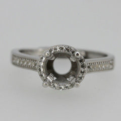 Sterling Silver Semi Mount Ring Setting Round RD 7x7mm No Rhodium Plate - Syzjewelry