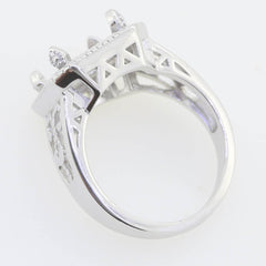 Sterling Silver Semi Mount Ring Setting Cushion CU 10x10mm Vintage Repro - Syzjewelry