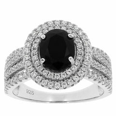 Sterling Silver Semi Mount Ring Setting OV 9X7mm White Topaz Double Halo N00 - Syzjewelry