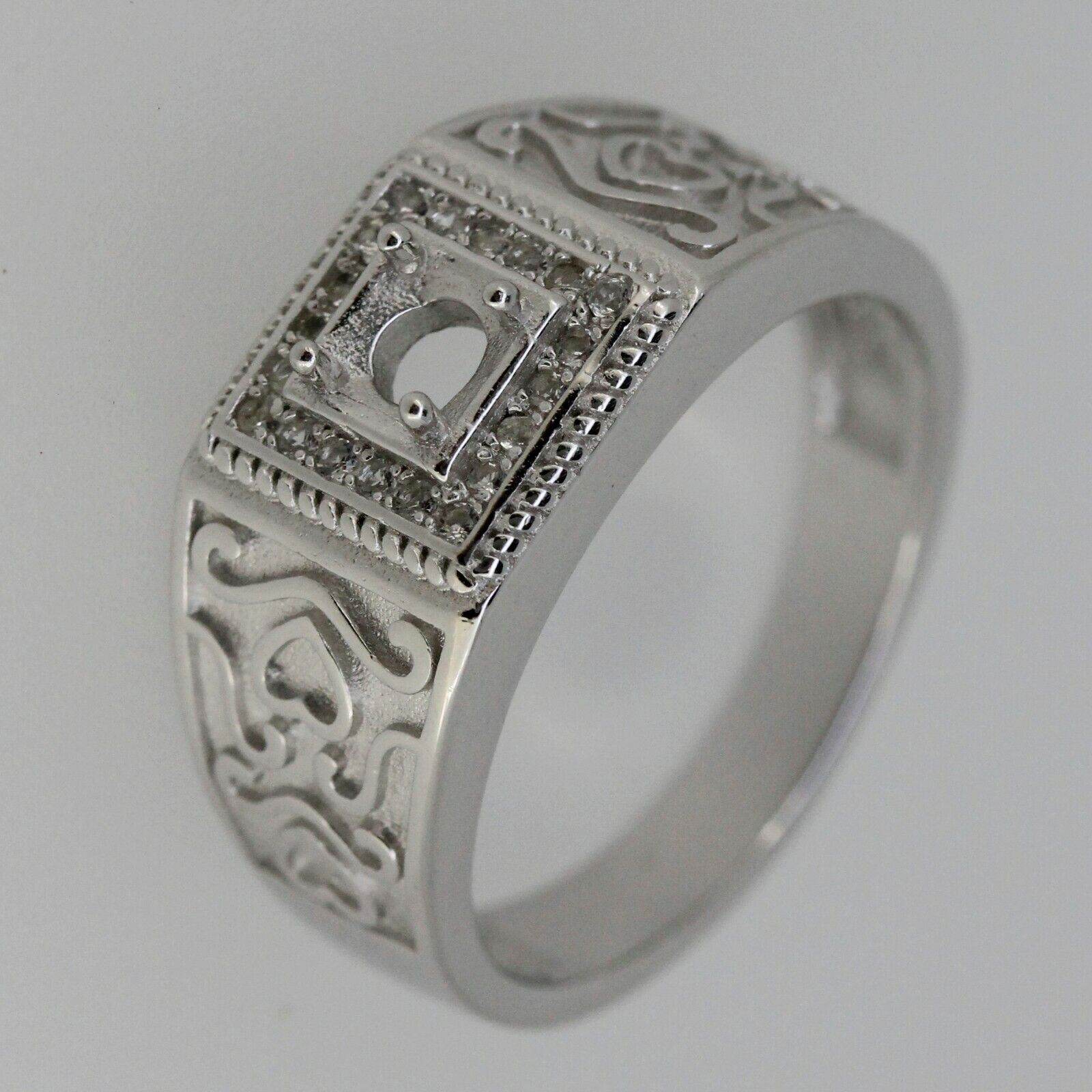 Sterling Silver Semi Mount Ring Setting RD 4.5x4.5mm White Topaz Solid - Syzjewelry