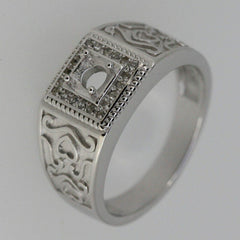 Sterling Silver Semi Mount Ring Setting RD 4.5x4.5mm White Topaz Solid - Syzjewelry