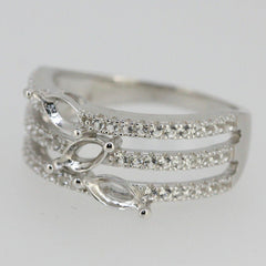 Sterling Silver Semi Mount Ring Setting Marquise MQ 6x3mm 3 Stone - Syzjewelry