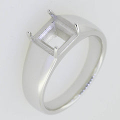 Men's Ring Settings Ring Mounting 14K White Gold Semi Mount Ring Setting Princess SQ 7X7mm - Syzjewelry