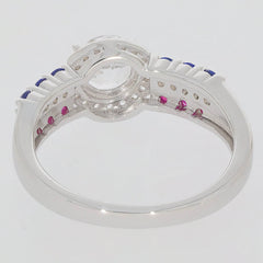 Sterling Silver Semi Mount Ring Setting Round RD 6X6mm Halo Split Shank - Syzjewelry