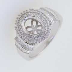 Sterling Silver Semi Mount Ring Setting Oval OV 9X7mm White Topaz PJC17761R - Syzjewelry