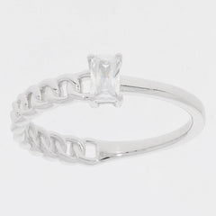 Sterling Silver Semi Mount Ring Setting Emerald OCT 5X3mm Chain Band - Syzjewelry