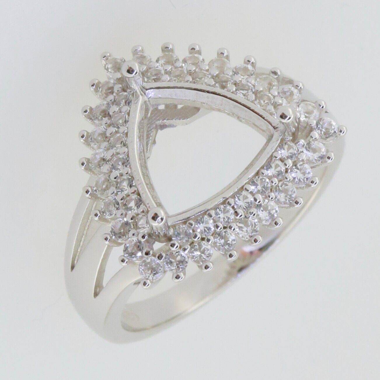 Sterling Silver Semi Mount Ring Setting Trillion Tri 10x10mm Moissanite - Syzjewelry