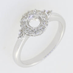 Sterling Silver Semi Mount Ring Setting Round RD 5x5mm Halo White Topaz - Syzjewelry