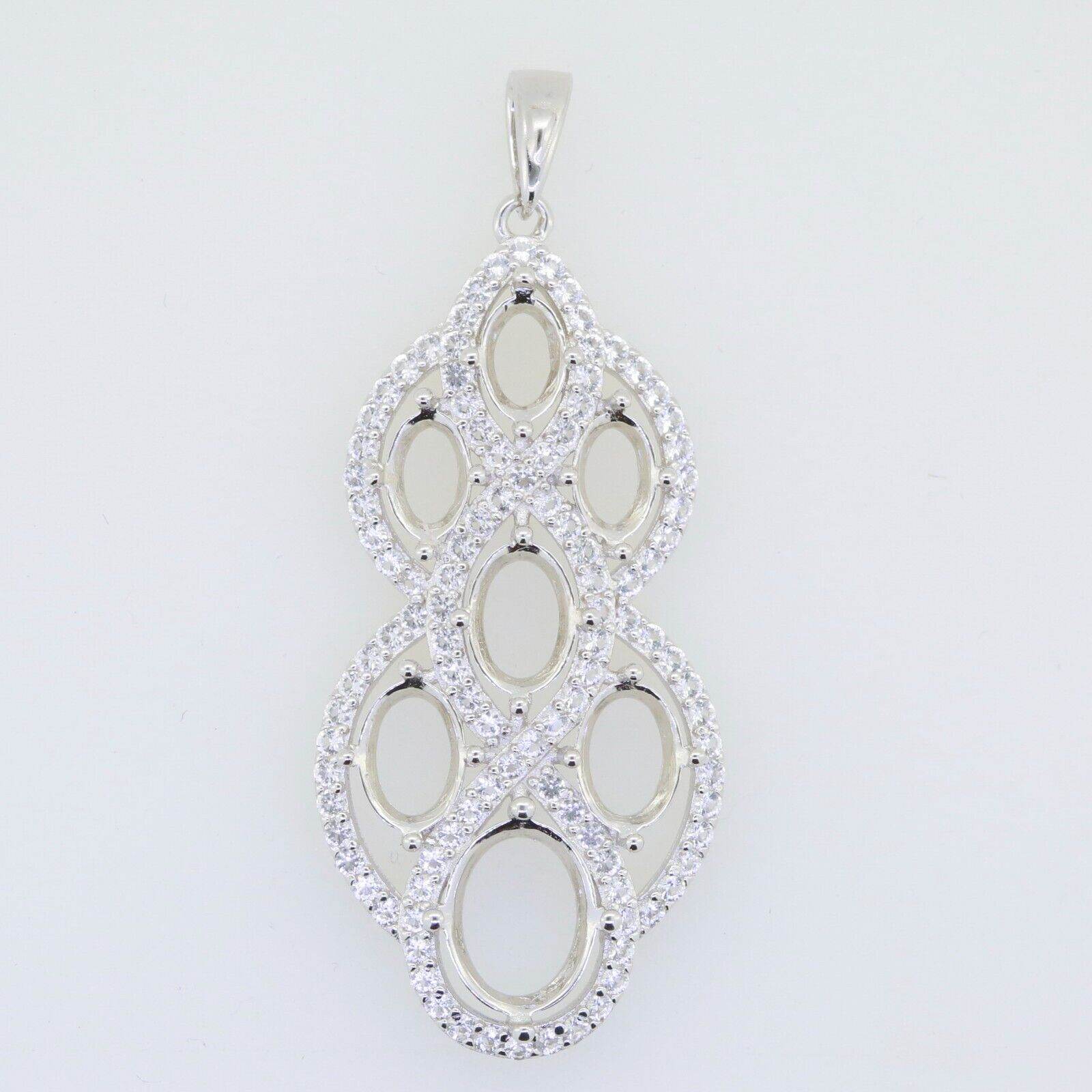 Sterling Silver Semi Mount Pendant Setting Oval OV 9x7mm OV7x5 OV6x4 Multi - Syzjewelry