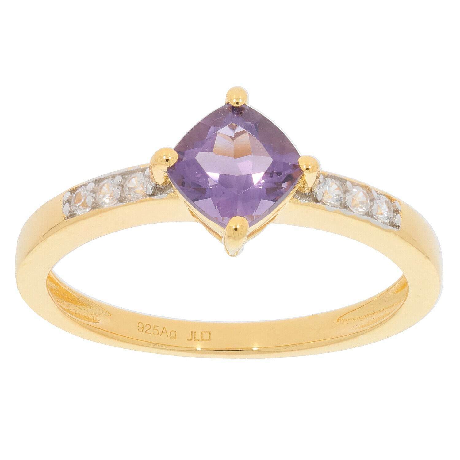 Yellow Gold Plated Sterling Silver Semi Mount Ring Setting Cushion CU 6x6mm White Topaz Accent - Syzjewelry