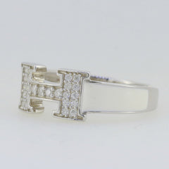Letter H Melee Moissanite Jewelry Wax Band Ring Enamel Adjustable Size Syzjewelry