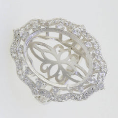 Sterling Silver Semi Mount Ring Setting Cab Oval OV 20x15mm Double Hal - Syzjewelry
