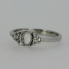 Sterling Silver Semi Mount Ring Setting Oval OV 7x5mm With Accent White Topaz So - Syzjewelry
