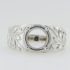 Sterling Silver Semi Mount Ring Setting Round RD 9x9mm Art Nouveau Style - Syzjewelry