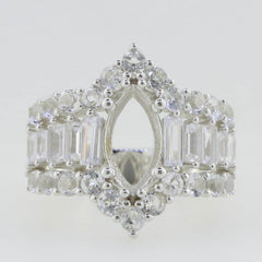 Sterling Silver Semi Mount Ring Setting Marquise MQ 12X6mm White Topaz - Syzjewelry