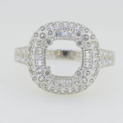 14K White Gold Semi Mount Ring Setting Cushion CU 7X7mm - Syzjewelry