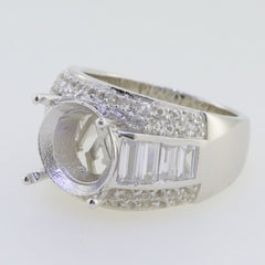 Jewelry Wax Semi Mount Ring Setting Round RD 12x12mm Baguette 3 Row