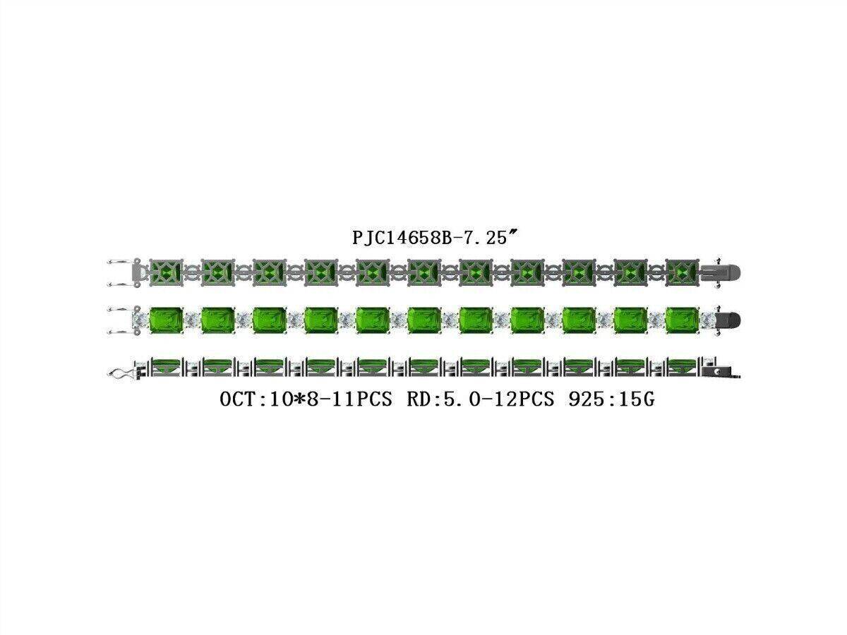 Sterling Silver Semi Mount Bracelet Setting Emerald OCT 10X8mm - Syzjewelry