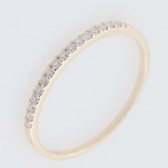 Delicate 10K Yellow Gold Natural Ruby and Moissanite Band Ring - Syzjewelry