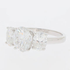 Sterling Silver Semi Mount Ring Setting Oval OV 9X7mm Oval OV 7X5mm 3 Stones - Syzjewelry