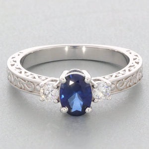 Solid Sterling Silver Semi Mount Ring Setting Oval OV 7X5mm 3 Stones - Syzjewelry