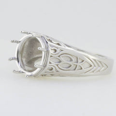 Men's Sterling Silver Semi Mount Ring Setting Round RD 12x12mm Unisex - Syzjewelry