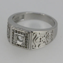 Sterling Silver Semi Mount Ring Setting RD 4.5x4.5mm White Topaz Solid - Syzjewelry