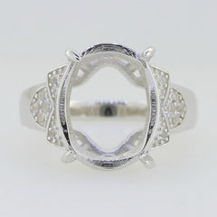 Jewelry Wax Semi Mount Ring Setting Oval OV 16X12mm White Topaz