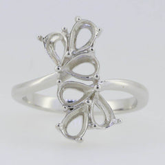 Sterling Silver Semi Mount Ring Setting Pear PE 6x4mm White Topaz - Syzjewelry